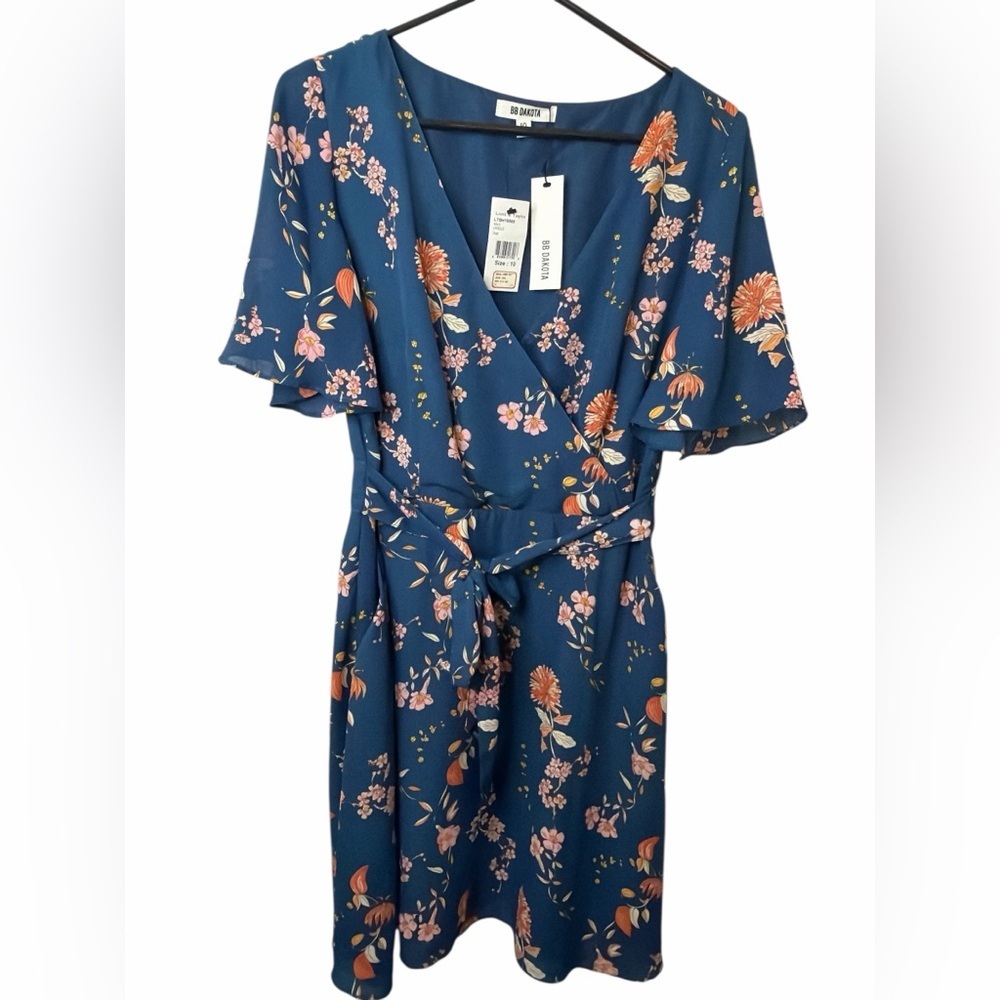 BB Dakota Floral Midi Dress in Blue and Pink NWT